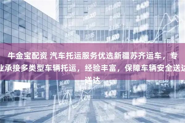 牛金宝配资 汽车托运服务优选新疆苏齐运车，专业承接多类型车辆托运，经验丰富，保障车辆安全送达